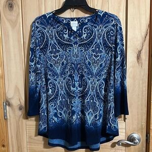 CHICOS Blue Design Women's Blouse